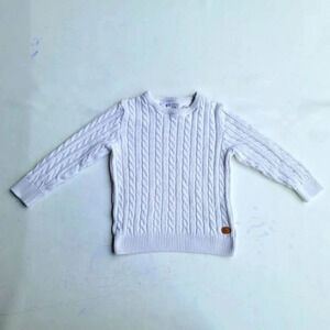 H&M Boys 4-6Y White Cable Knit Cotton Long Sleeve Sweater